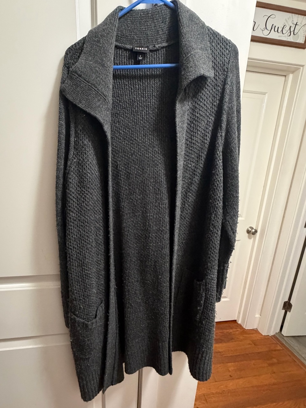 torrid Size 2 Charcoal Long Open-Front Knit Cardigan